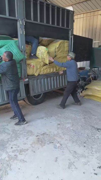 邢台发酵鸡粪，羊粪，有机肥正在卸车中