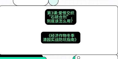 第3节：【核武药剂】爱恨交织的&ldquo;石硫合剂&rdquo;，到底该怎么用？，课程：《经济作物冬季清园&middot;实战防坑指南》#识农AI