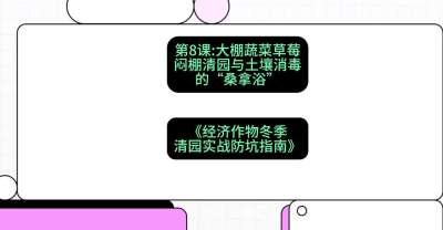 第8节：【大棚蔬菜草莓】闷棚清园与土壤消毒的&ldquo;桑拿浴&rdquo;，课程：《经济作物冬季清园&middot;实战防坑指南》#识农AI