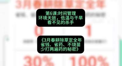 第6节：时间管理环境天敌，低温与干旱&mdash;&mdash;看不见的杀手，课程：《3月春耕除草定全年：省钱、省药、不烧苗、少打两遍药的秘密》